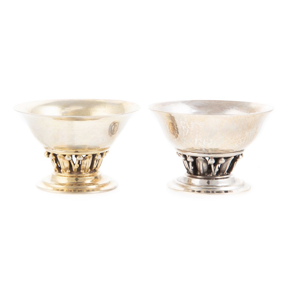 Appraisal: Pair Georg Jensen Sterling Salts Pattern in H in Diam