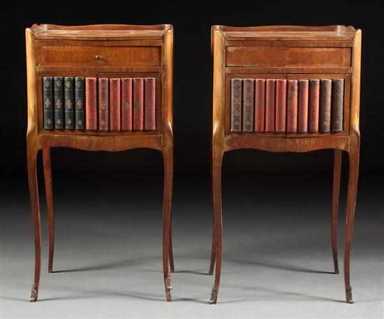 Appraisal: Pair of Louis XV style parquetry inlaid walnut chiffoniers en