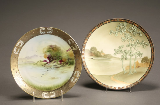 Appraisal: Two Nippon Gall Scene Wall Plaques Circa - The first