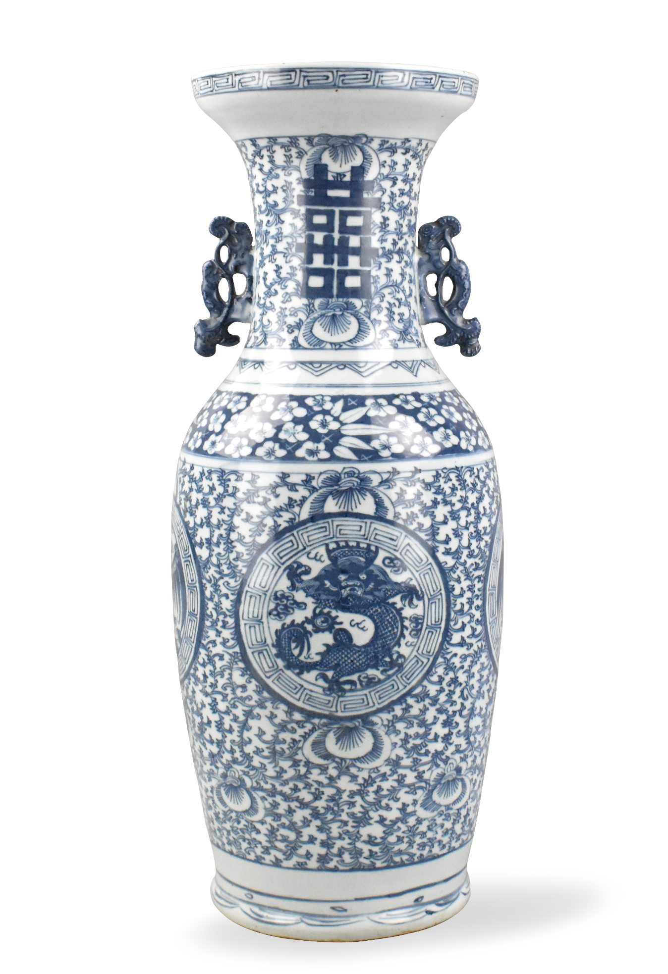 Appraisal: A large Chinese blue whte dragon phoenix vase dating from