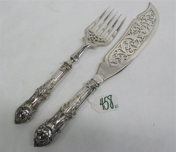 Appraisal: ENGLISH SILVER PLATED FISH SERVING SET by Elkington Co with