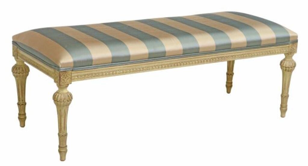 Appraisal: LOUIS XVI STYLE PAINTED UPHOLSTERED BENCHLouis XVI style window end