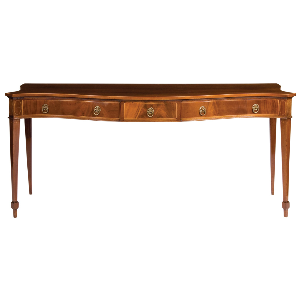 Appraisal: George III Mahogany Serving Table The rectangular top of serpentine