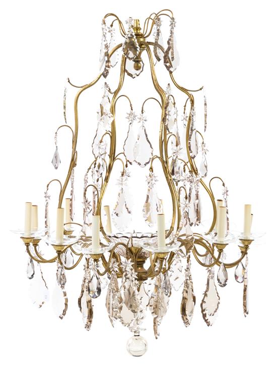 Appraisal: Sale Lot A French Gilt Bronze Thirteen-Light Chandelier of cage