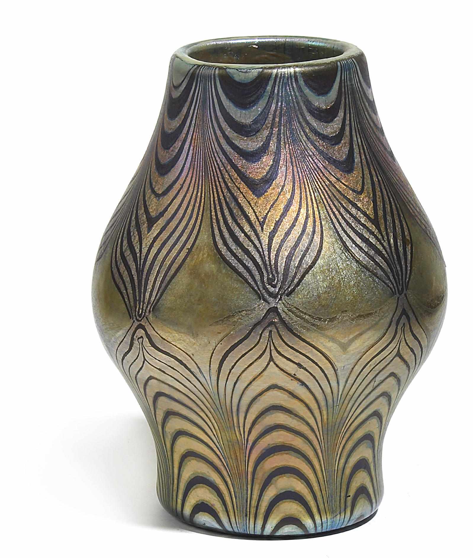 Appraisal: A Tiffany Studios Favrile decorated glass vase circa inscribed V