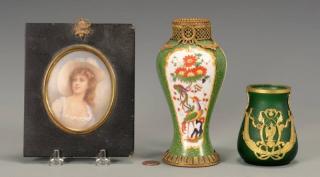 Appraisal: Gilt bronze vases Miniature Portrait Grouping of European accessories st