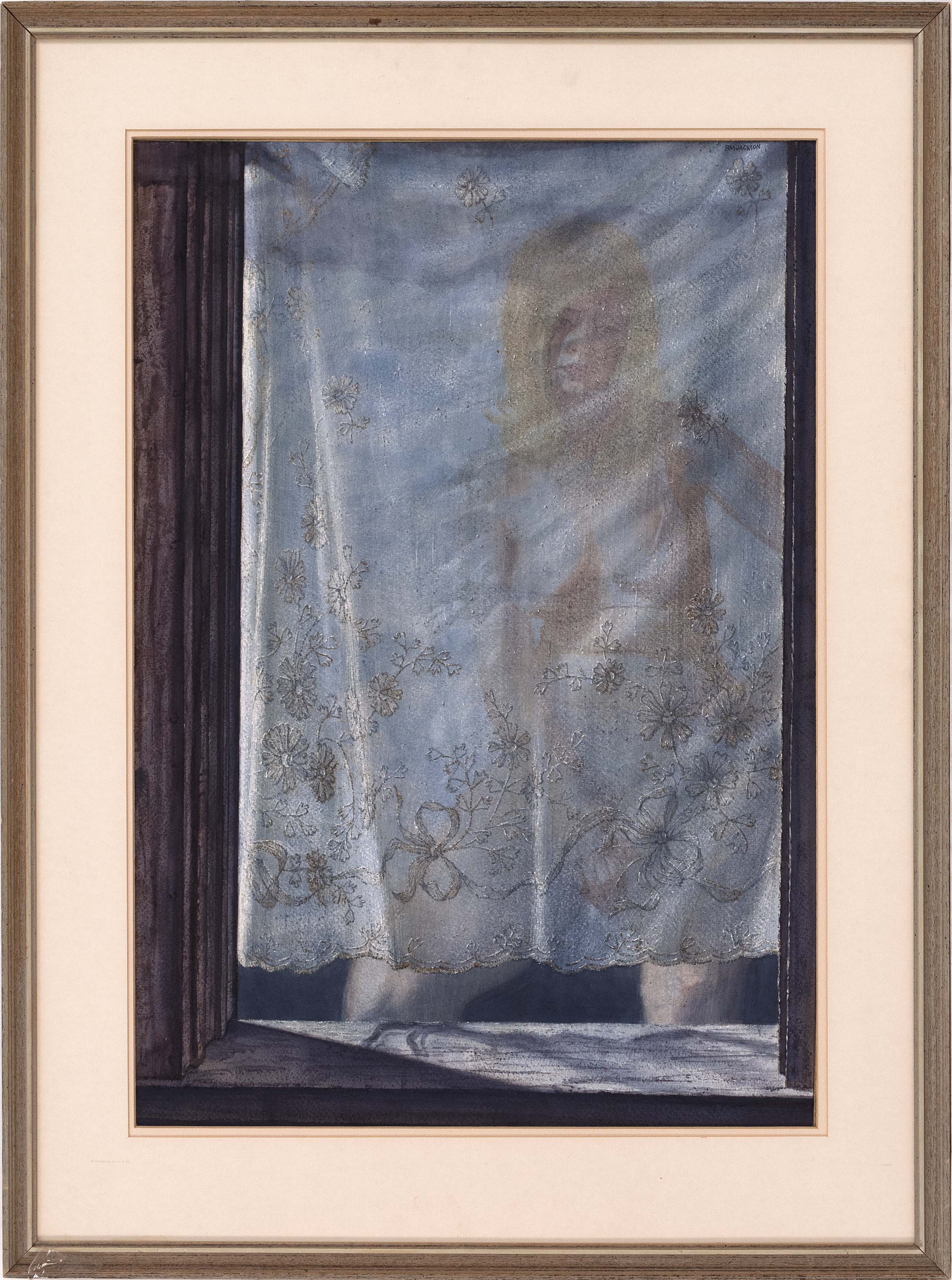 Appraisal: BILLY MORROW JACKSONAmerican - Nude behind a lace curtain Signed