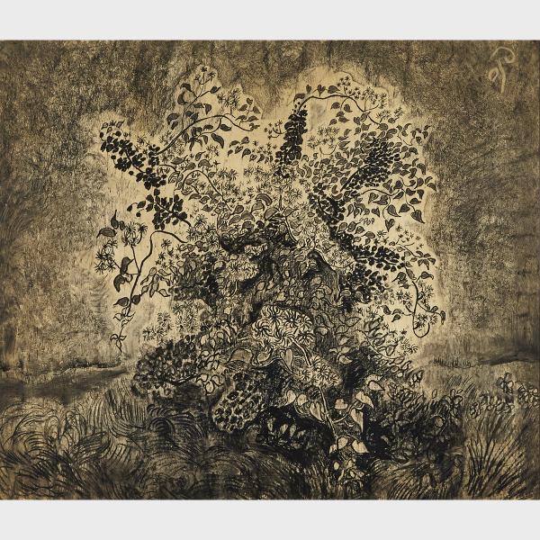 Appraisal: Otto Pankok - STILL LIFE WITH FLOWERS CIRCA Charcoal drawing