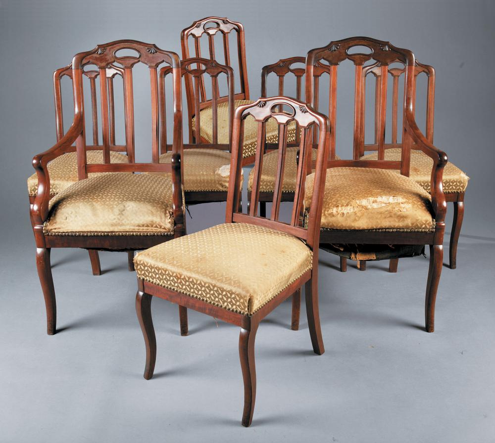 Appraisal: Eight American Gothic Carved Mahogany Dining Chairs c possibly Charles