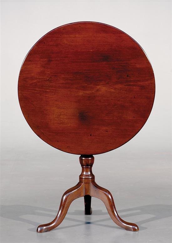 Appraisal: Georgian mahogany tilt-top table early th century circular top over