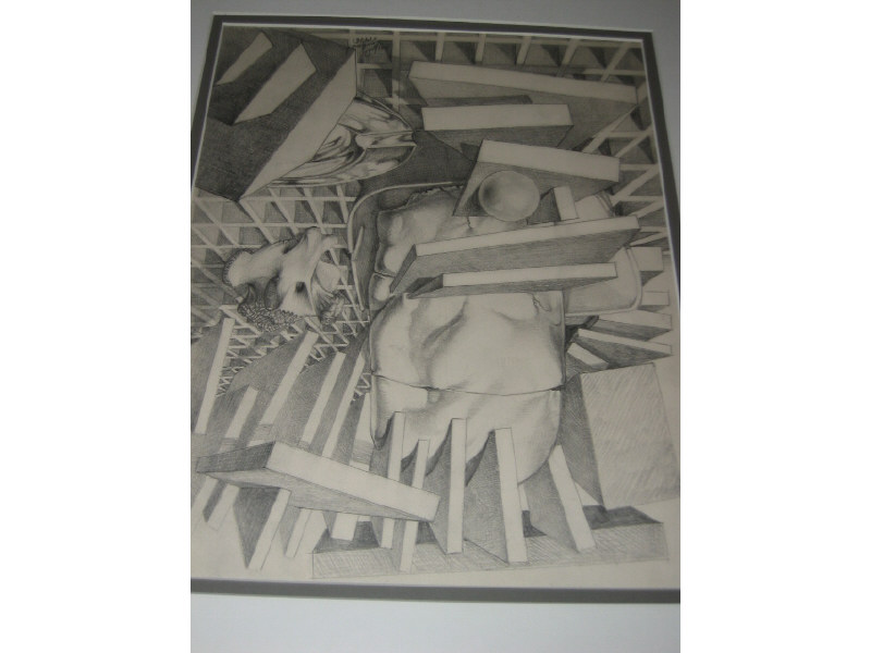 Appraisal: SIEGFRIED REINHARDT AMERICAN - Surreal composition pencil on paper signed