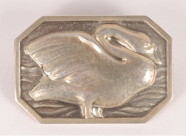 Appraisal: Sterling silver pin with swan figure in original box marked