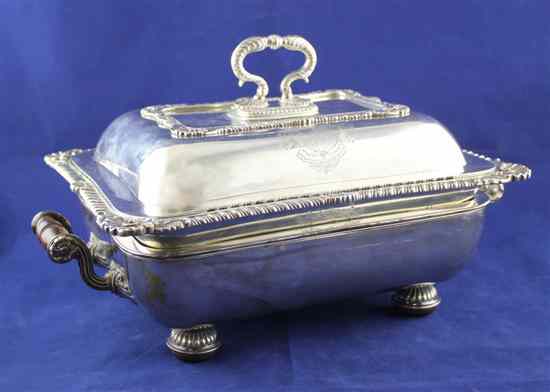 Appraisal: A George III silver rectangular entree dish and cover with