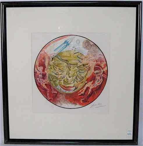 Appraisal: AFTER SALVADOR DALI COLOR LITHOGRAPH A depicting of astronauts and