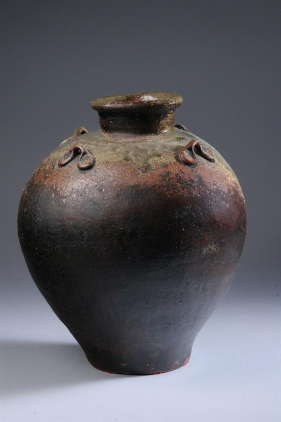 Appraisal: CHINESE CRACKLED GREEN GLAZED STONEWARE VASE Song Dynasty or later