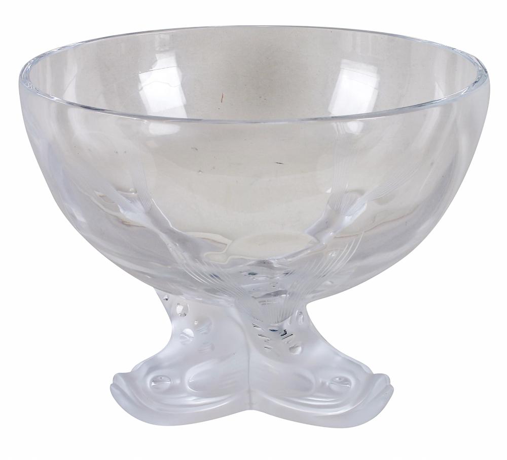 Appraisal: LALIQUE MOLDED GLASS CAVIAR BOWLwithout support and insert signed underside