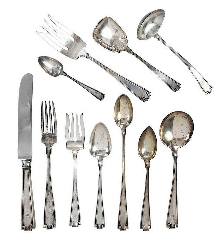 Appraisal: Gorham Etruscan Sterling Flatware Pieces American th century including twelve