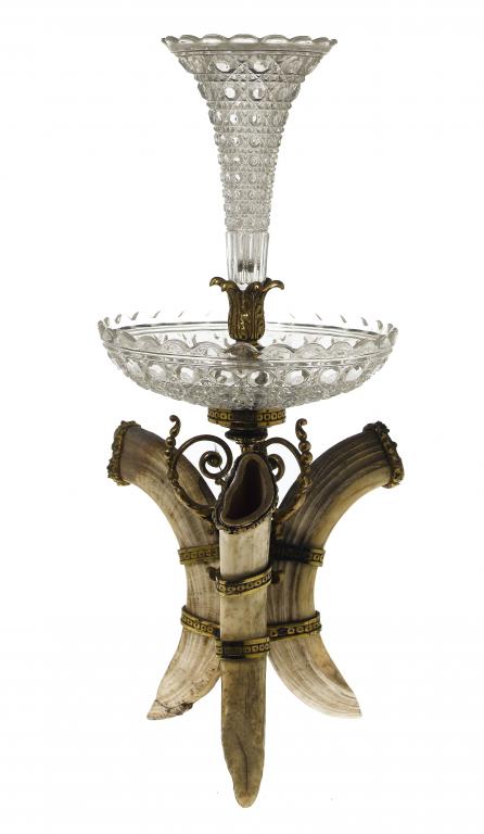 Appraisal: A BACCARAT GILT BRONZE MOUNTED GLASS CENTREPIECE the moulded trumpet