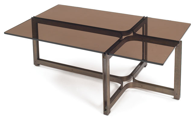 Appraisal: Dunbar coffee table designed by Roger Sprunger sculptural bronze base