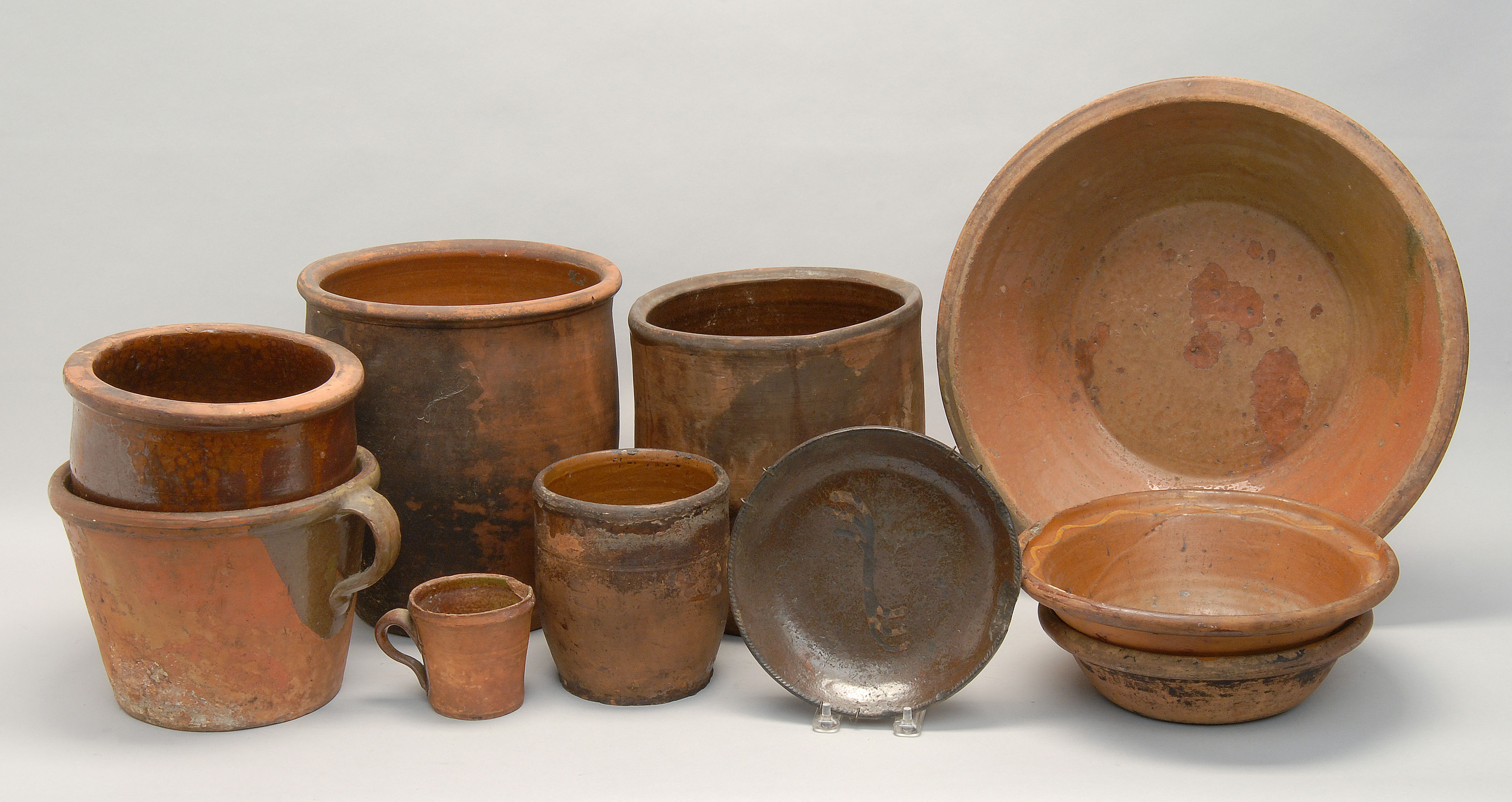 Appraisal: COLLECTION OF TEN PIECES OF ANTIQUE REDWARE Includes one large