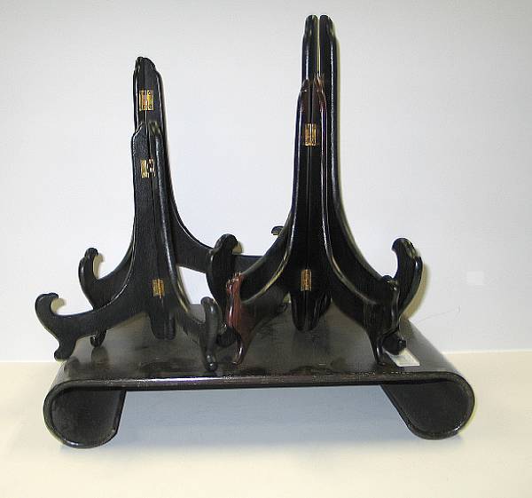 Appraisal: A large group of wood display stands Including plate stands