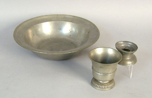 Appraisal: Pewter basin th c h dia together with a cup