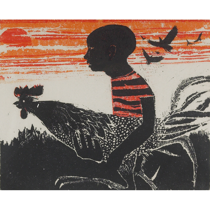 Appraisal: Walter Henry Williams American - Fighting Cock woodcut x pencil