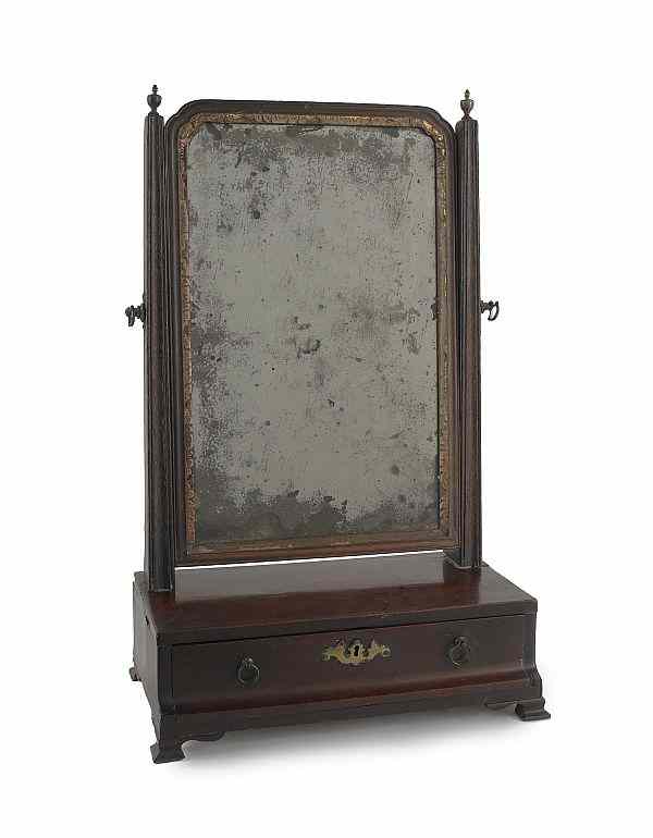 Appraisal: George II mahogany shaving mirror ca x