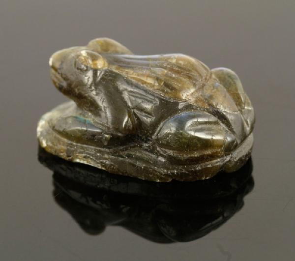 Appraisal: - Iridescent Chinese Carved Labradorite Frog Iridescent Chinese carved frog