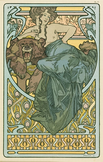 Appraisal: ALPHONSE MUCHA - WOMAN AND BEAR Documents D coratifs pl