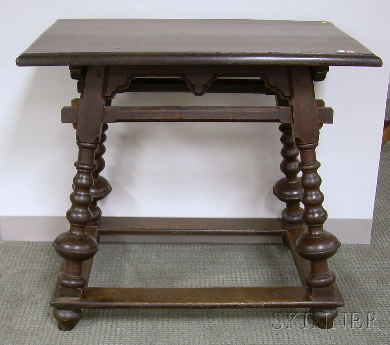 Appraisal: German Provincial Pine-top Turned and Carved Oak Table with Splayed