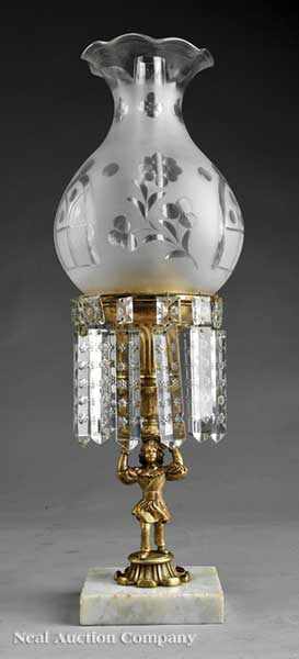 Appraisal: An American Gilt and Lacquered Brass Solar Lamp c attributed