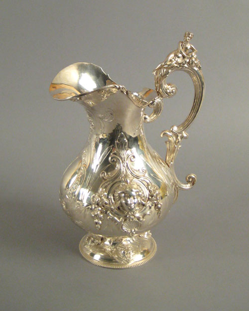 Appraisal: French silver pitcher late th c stamped E Hugo with