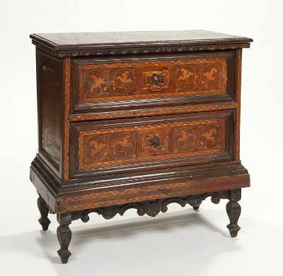 Appraisal: Continental Marquetry Chest th or th Century Two drawer chest