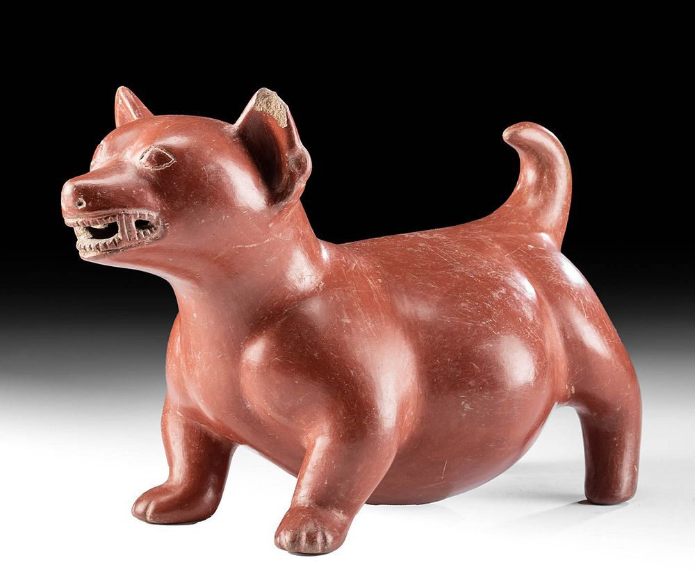 Appraisal: Impressive Colima Redware Dog Effigy Pre-Columbian Western Mexico Colima Protoclassic