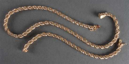 Appraisal: Yellow and white gold barrel chain necklace together with a