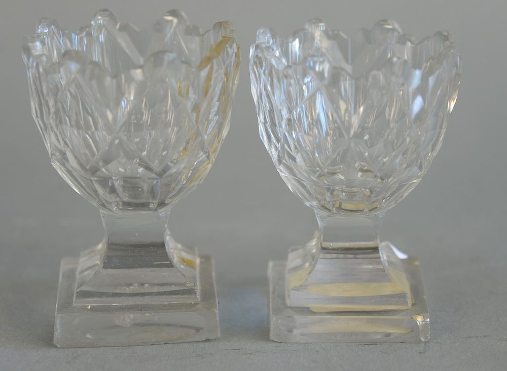 Appraisal: Pair of Irish crystal th century cut glass stemmed salts