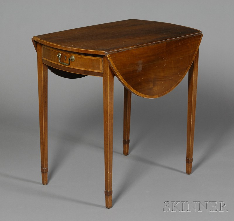 Appraisal: George III Crossbanded Mahogany Pembroke Table c bowfronted top with