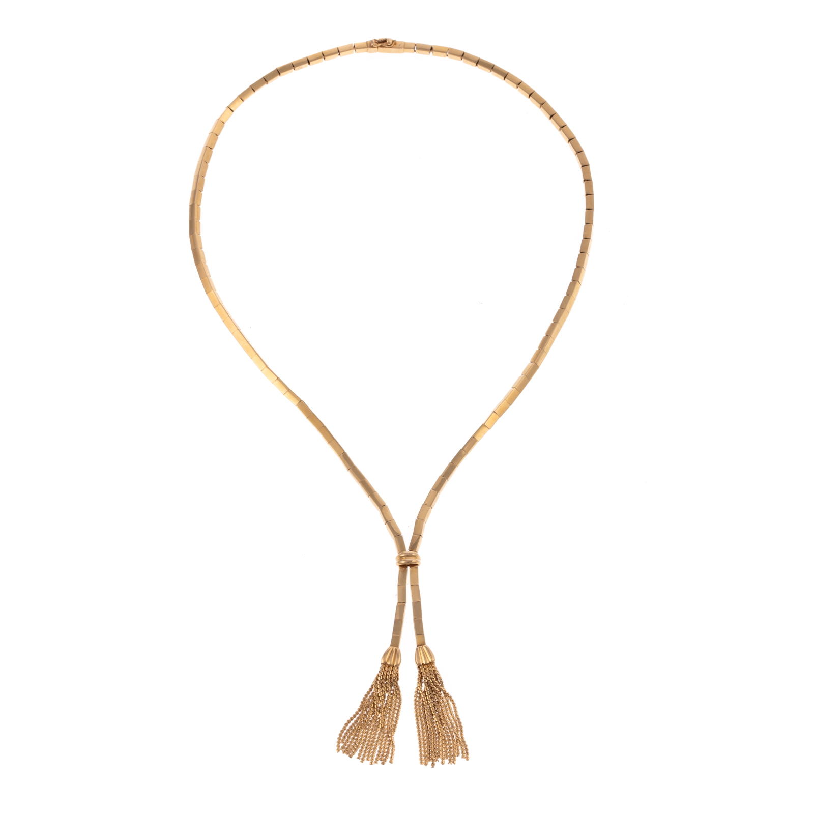 Appraisal: A HIGH POLISH LARIAT TASSEL NECKLACE IN K K yellow