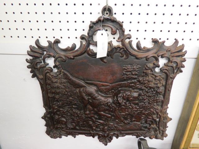 Appraisal: Cast Iron Fireplace Grate Cover with retriever on point