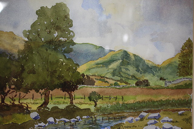 Appraisal: A HAZELCRAVERiver landscape watercolour cm x cm FRANK WHITE Middle