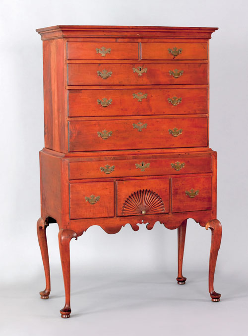 Appraisal: Massachusetts or New Hampshire Queen Anne maple highboy ca the