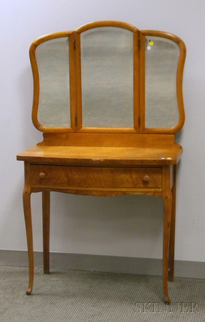 Appraisal: Early th Century Bird's-eye Maple Veneer Mirrored Vanity