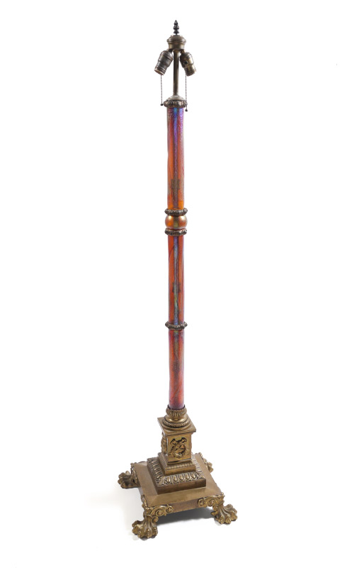 Appraisal: ATTRIBUTED LOETZ ART GLASS FLOOR LAMP Body with iridescent amber