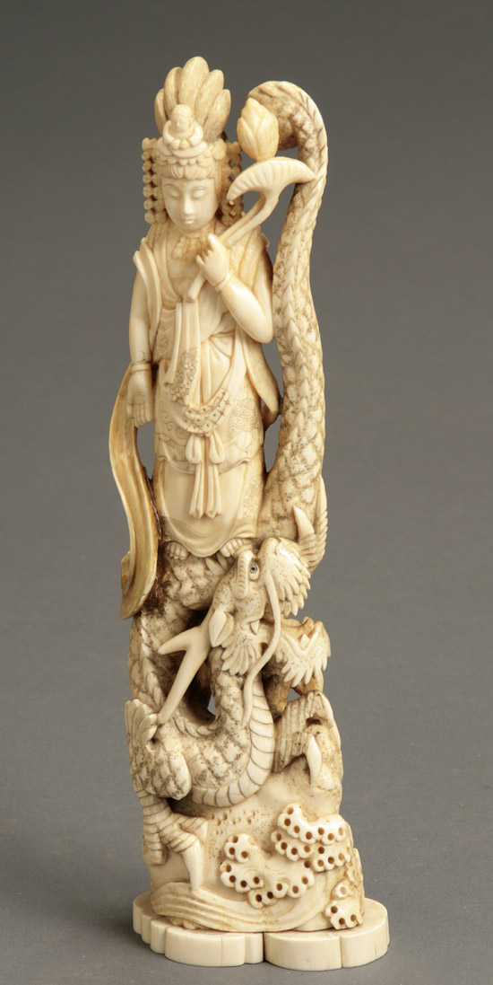 Appraisal: Japanese Ivory Okimono of Kannon Signed Tamayuki Taisho Period -