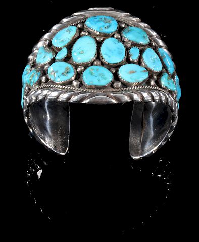 Appraisal: Navajo Sleeping Beauty Turquoise Cluster Cuff Included for bidding in