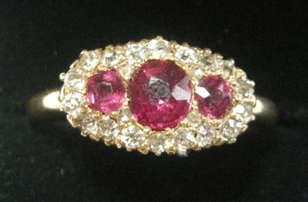 Appraisal: An attractive ct gold ruby and diamond ring the three