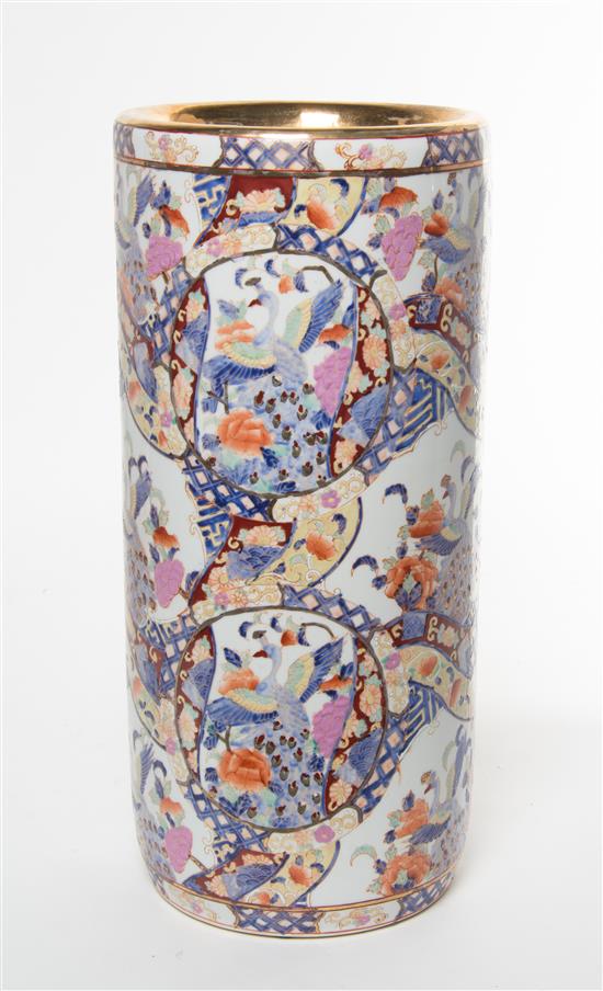 Appraisal: Sale Lot A Chinese Polychrome Umbrella Stand of cylindrical form