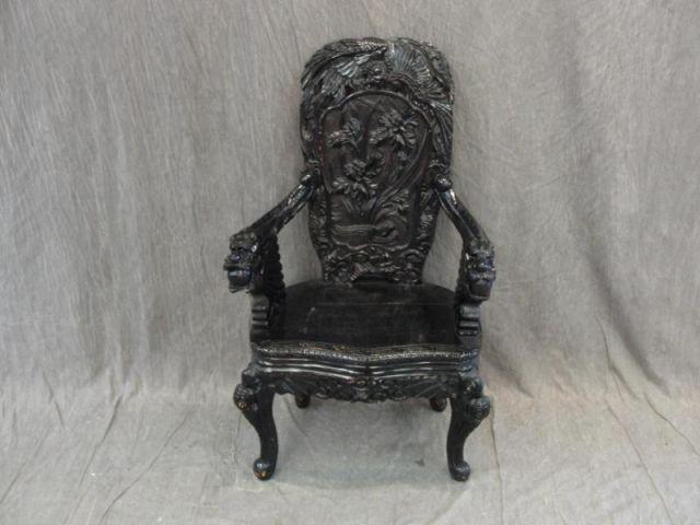 Appraisal: Carved and Lacquered Asian Arm Chair From a Larchmont estate