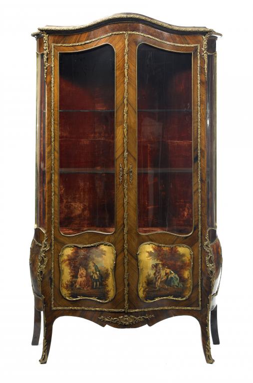 Appraisal: A FRENCH KINGWOOD VITRINE with gilt bronze mounts and enclosed